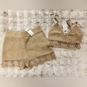 Abercrombie & Fitch Trevor Project Crochet Knit Bralette and Shorts New with Tag